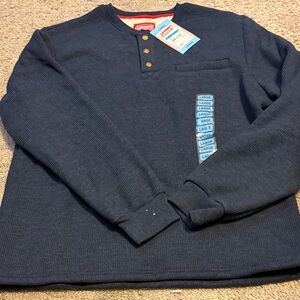 Coleman Blue Henley Shirt with Gold Buttons